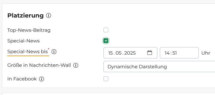Quelle: Web Commerce GmbH - SESAM Die Funktion "Sichtbar Home" wurde in "Special News" umbenannt.