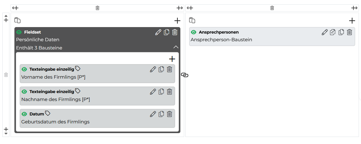 Quelle: Web Commerce GmbH - SESAM Bis zu vier Spalten sind innerhalb einer Formularseite möglich.