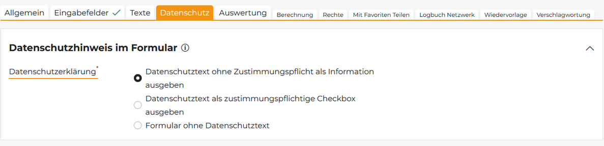Quelle: Web Commerce GmbH - SESAM Der Datenschutztext wird standardmäßig als Infotext ohne Zustimmungspflicht ausgegeben
