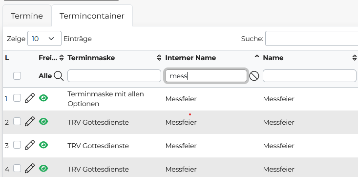 Quelle: Web Commerce GmbH - SESAM Die Termine-DataTable wurde um Termincontainer erweitert