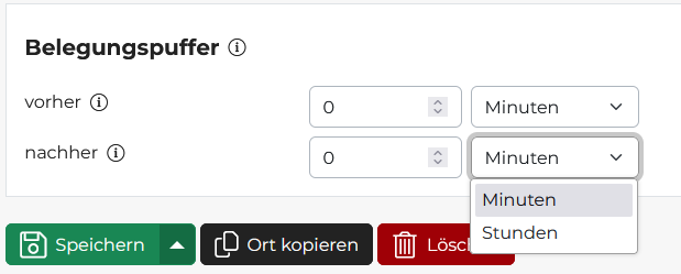 Quelle: Web Commerce GmbH - SESAM Die Einstellungen zu Zeitangaben (hier: Belegungspuffereinstellungen im Orte-Modul) wurden vereinheitlicht und flexibler gemacht