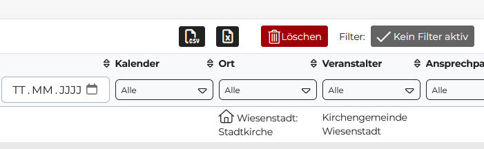 Quelle: Web Commerce GmbH - SESAM Der Löschen-Button in allen DataTables ist nun deutlich auffälliger.