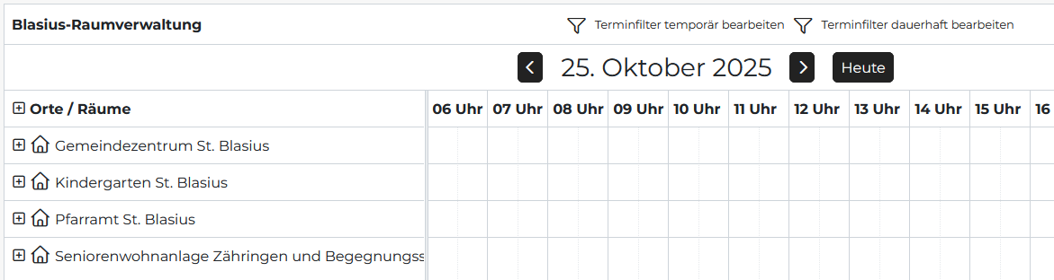 Quelle: Web Commerce GmbH - SESAM Horizontale Kalenderansicht mit zugeklappten Räumen