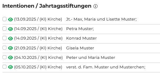 Quelle: Web Commerce GmbH - SESAM Neue Darstellung zur Auswahl von Intentionen und Jahrtagsstiftungen in der Terminpflege